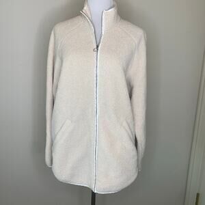 Express Cream Sherpa Fuzzy Fleece Teddy Zip Up Jacket Sz XS